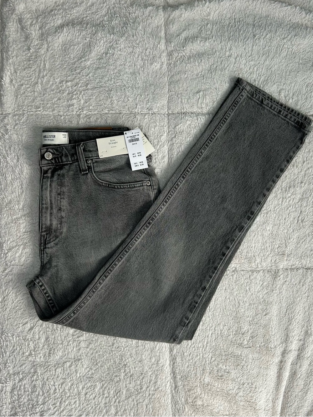 Hollister Men's Washed Dark Grey Slim Straight Jeans 33x32
